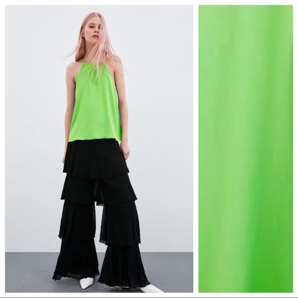 NWT Zara neon green Halter Top sleeveless - Picture 2 of 7